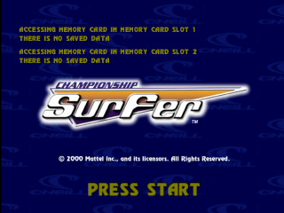 Championship Surfer title screen for Playstation
